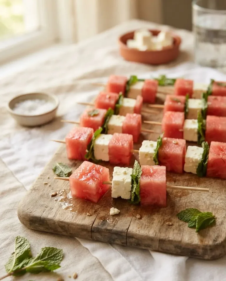 Melonen Feta Spieße mit Minze