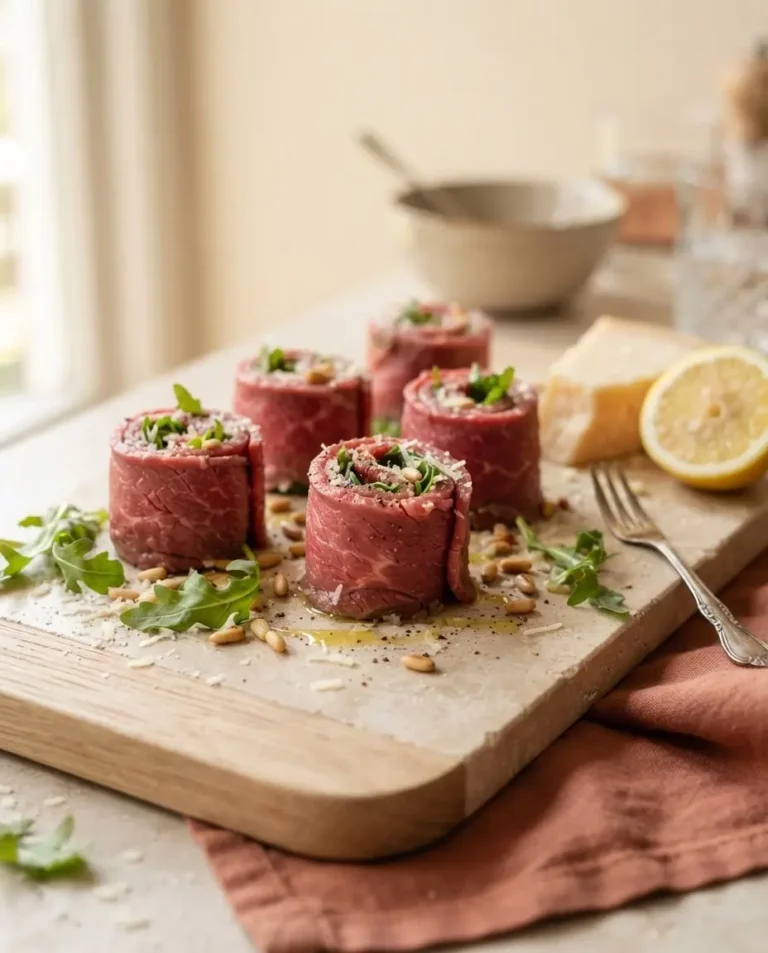 Carpaccio Röllchen mit Parmesan