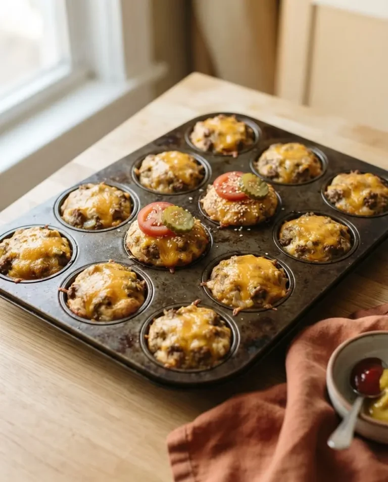 Cheeseburger Muffins mit Pizzateig – Rezept in 40 Min