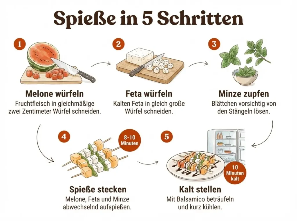 Melonen Feta Spieße mit Minze