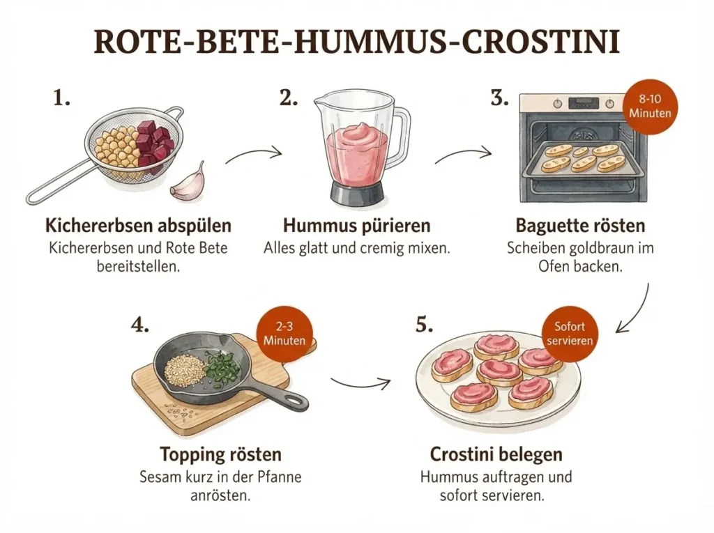 Vegane Rote-Bete-Hummus-Crostini