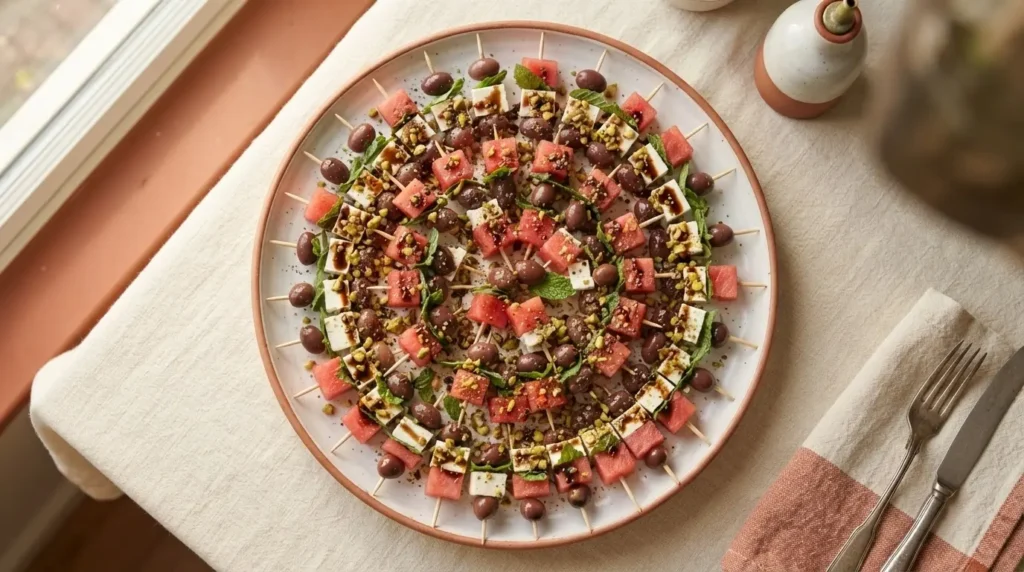 Melonen Feta Spieße mit Minze