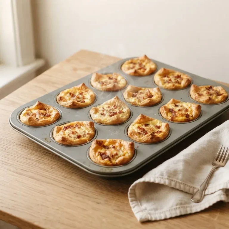 Mini Quiche Lorraine aus der Muffinform — goldbrauner Blätterteig mit cremiger Speck-Käse-Füllung