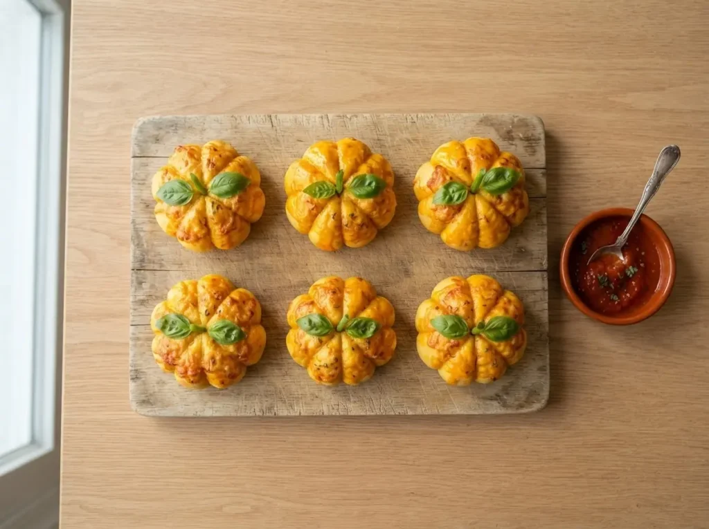 Schritt-für-Schritt Mini-Kürbis-Pizzen formen und backen in 5 Panels